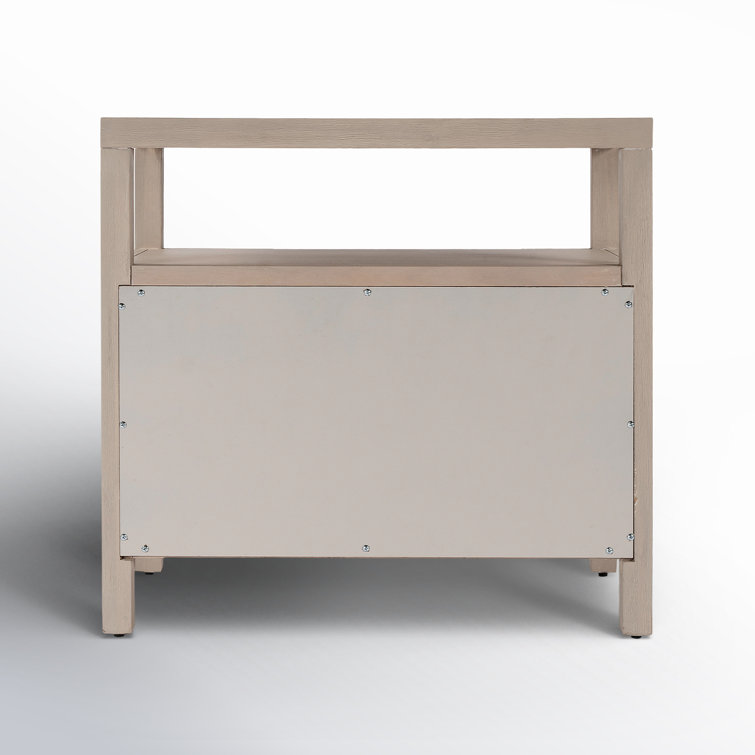 Nora Antique Taupe 2-Drawer Acacia Wood Nightstand