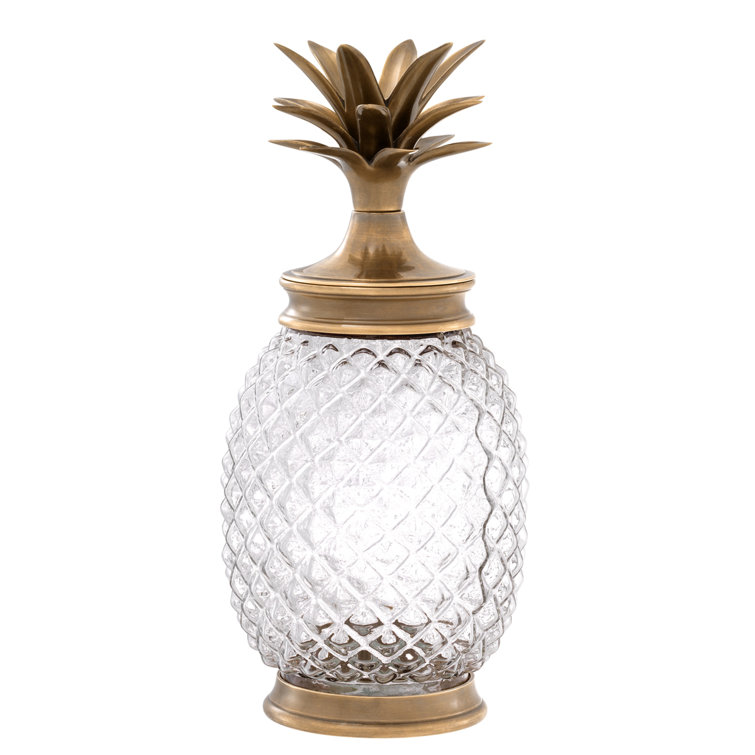 Vintage Brass and Glass Pineapple Storage Jar