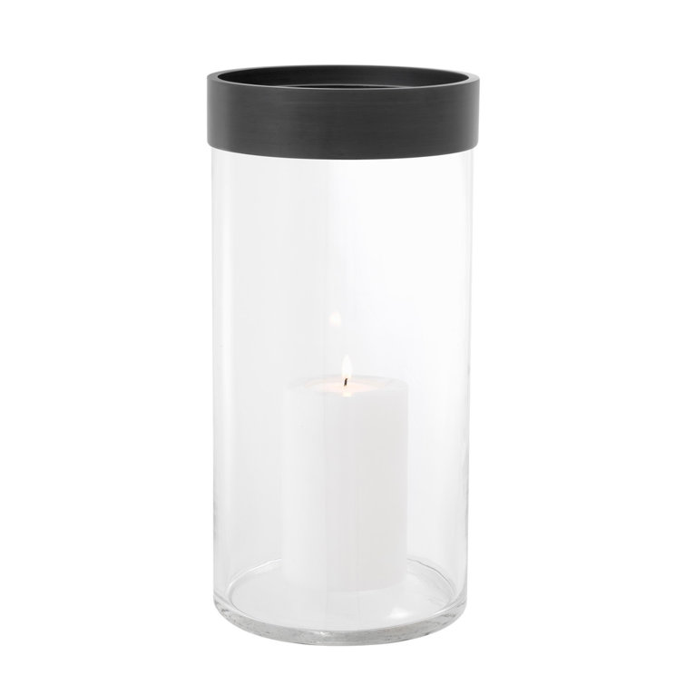 Vertex Bronze Finish Modern Glass Hurricane Candle Holder