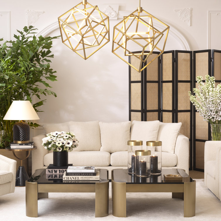 Vertex Modern Brass Rimmed Clear Glass Hurricane Candle Holder