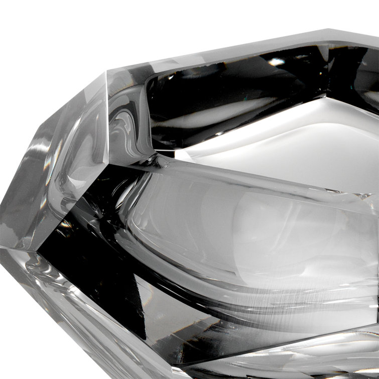 Hexagonal Graduated Grey Crystal Glass Decorative Bowl