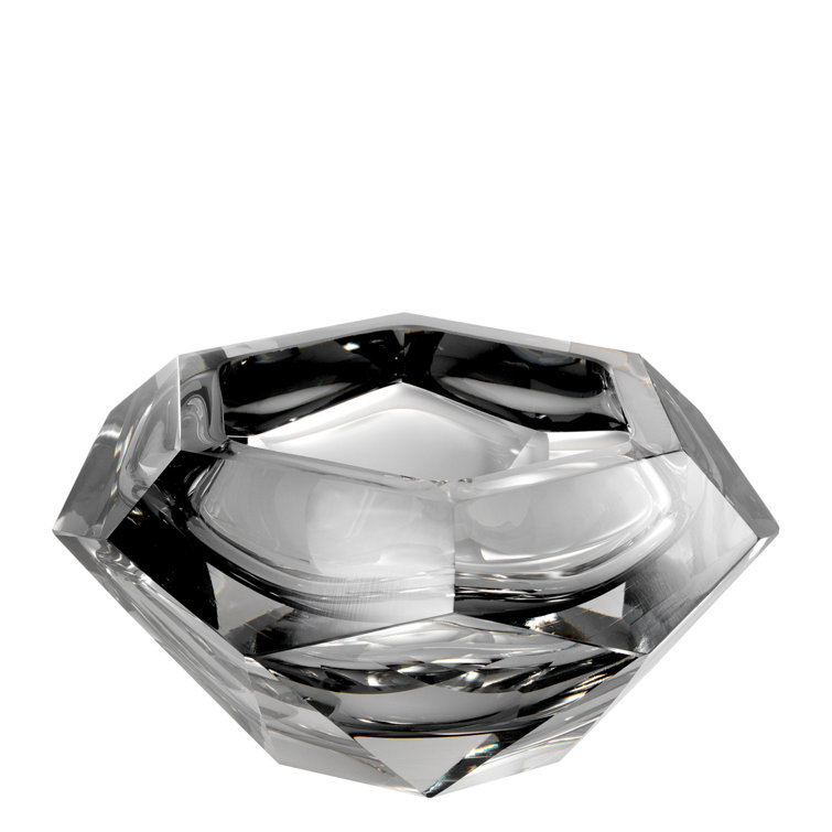 Hexagonal Graduated Grey Crystal Glass Decorative Bowl