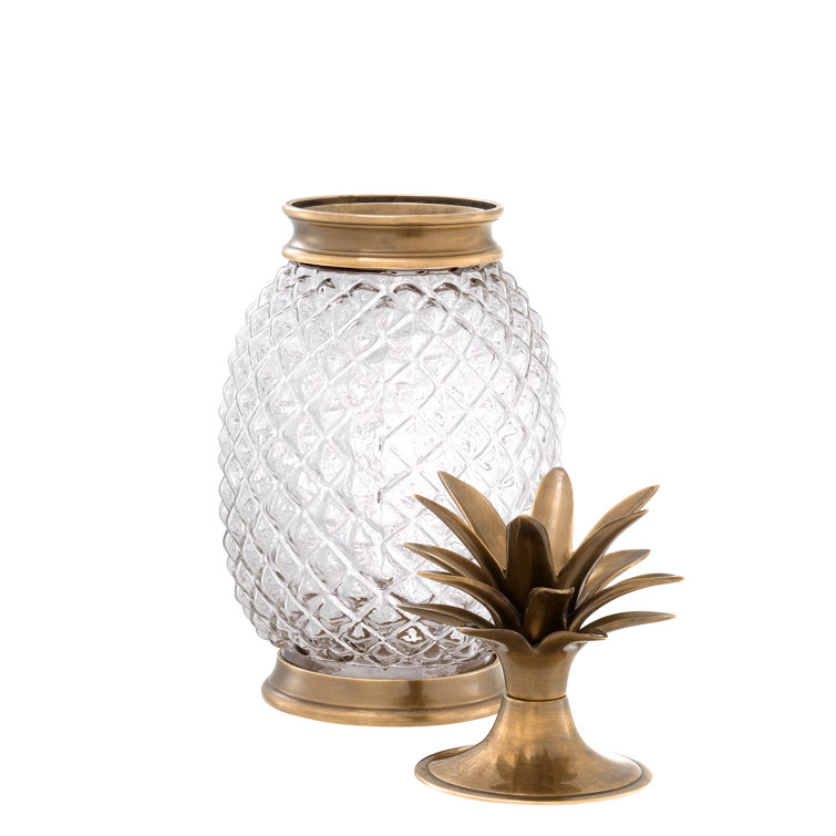 Vintage Brass and Glass Pineapple Storage Jar