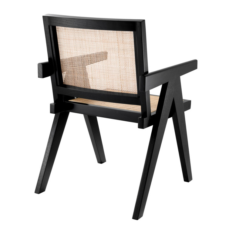 Chandigarh Inspired Classic Black Rattan Cane Arm Chair