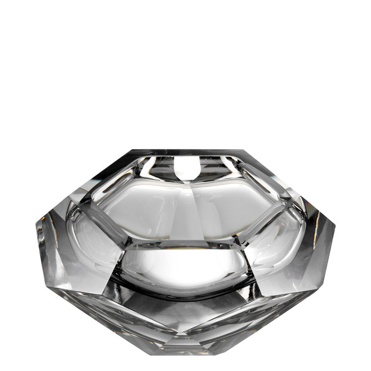 Hexagonal Graduated Grey Crystal Glass Decorative Bowl