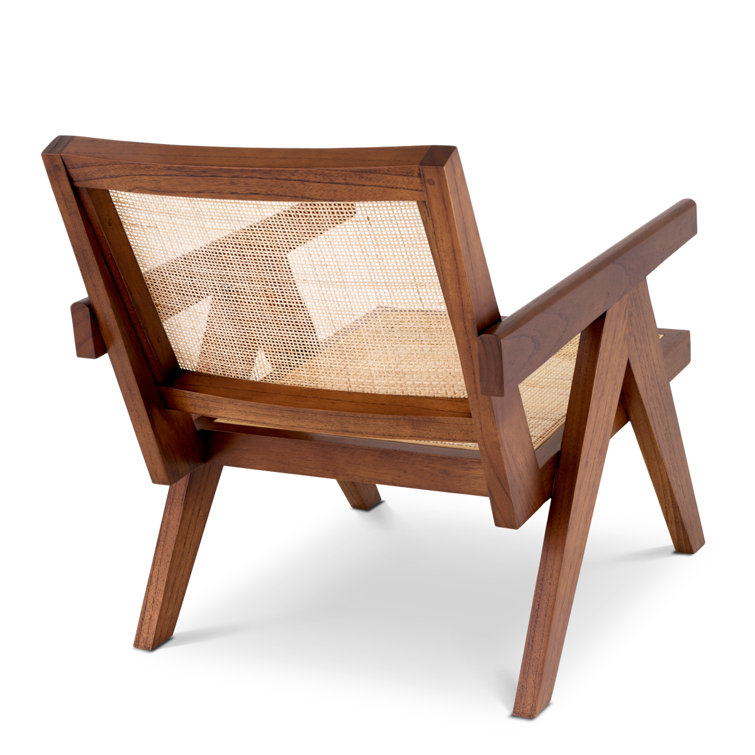 Aristide Classic Brown Solid Wood and Rattan Armchair