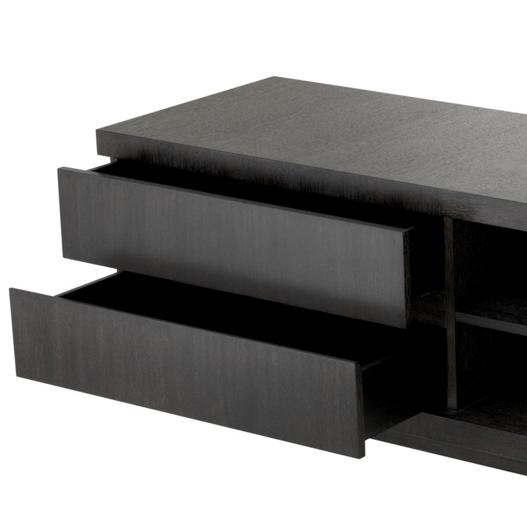 Crosby Black Double-Door TV Multimedia Cabinet with Drawers