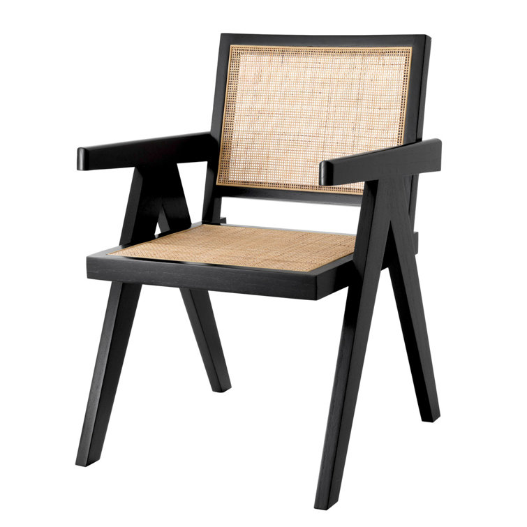 Chandigarh Inspired Classic Black Rattan Cane Arm Chair