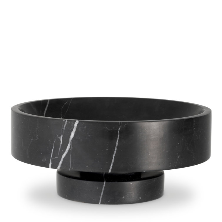 Santiago Honed Black Marble Decorative Bowl