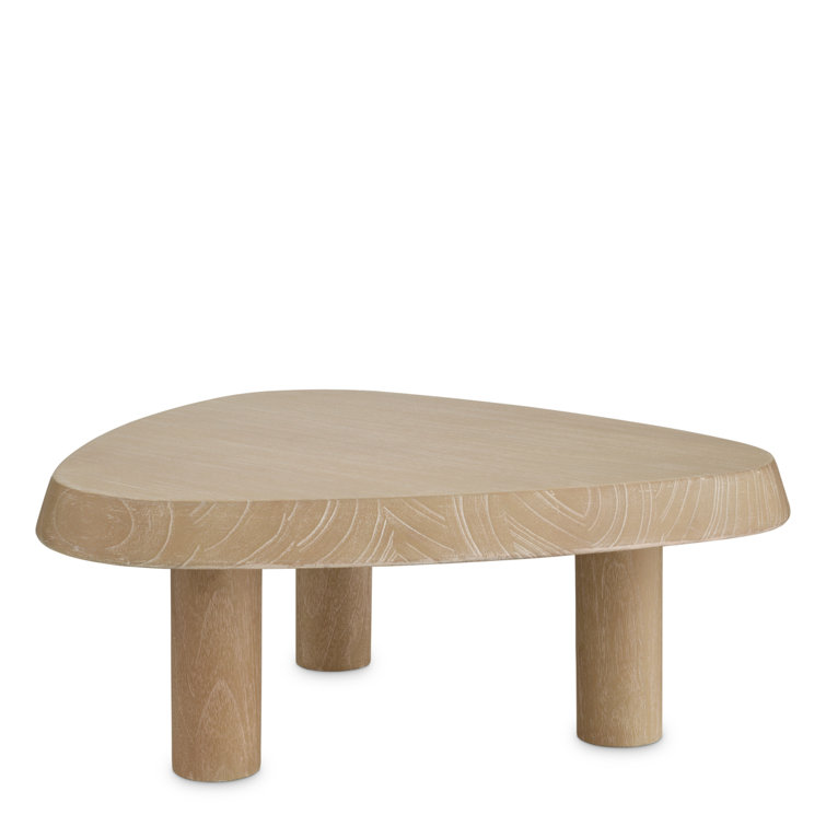 Scandinavian-Inspired Pebble-Shaped Brown Wooden Coffee Table
