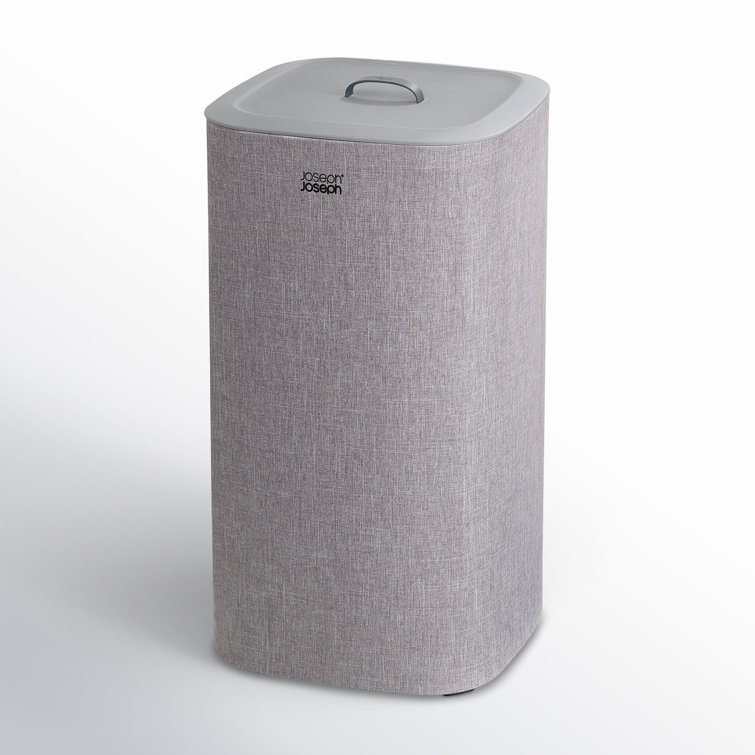 Gray 60L Dual Compartment Laundry Basket with Lid
