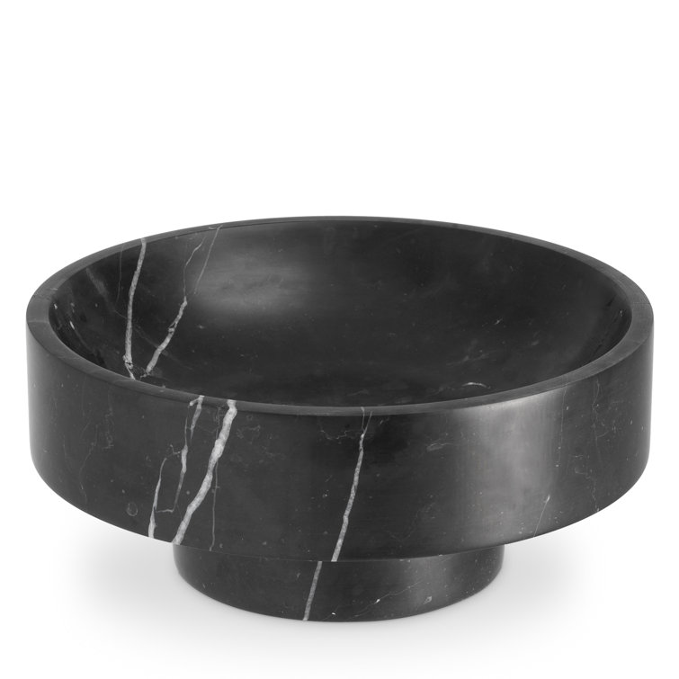Santiago Honed Black Marble Decorative Bowl