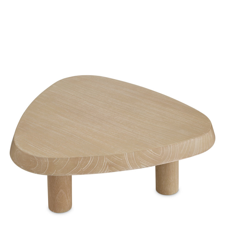 Scandinavian-Inspired Pebble-Shaped Brown Wooden Coffee Table