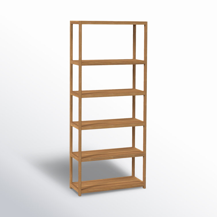 Lark Light Brown 5-Tier Solid Wood Etagere Bookcase