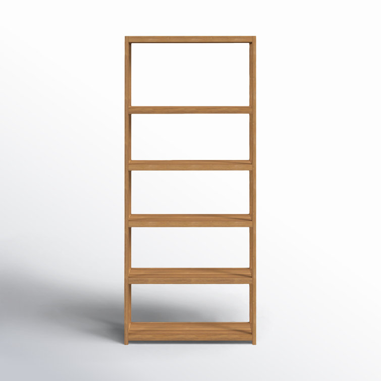 Lark Light Brown 5-Tier Solid Wood Etagere Bookcase