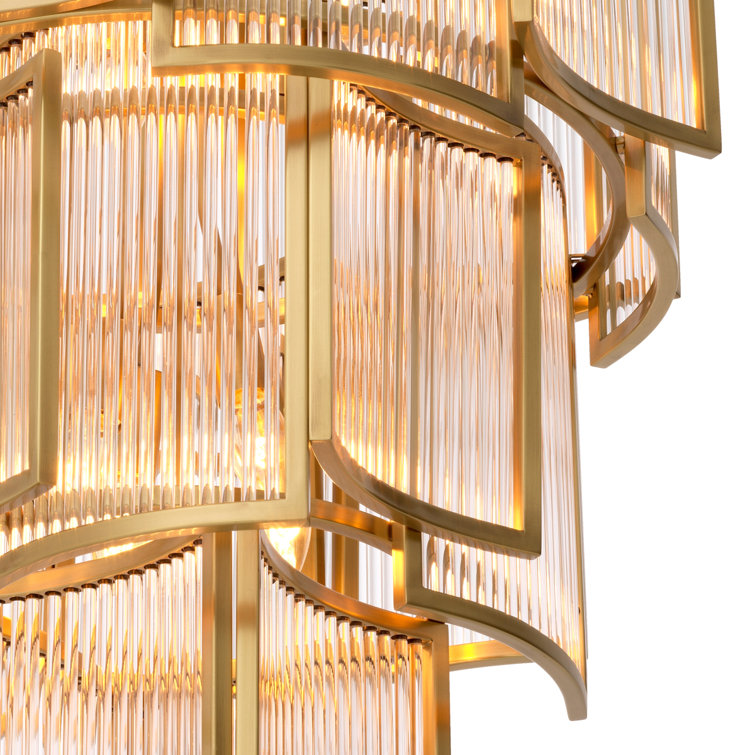 Jet Set Antique Brass Art Deco Tiered Chandelier