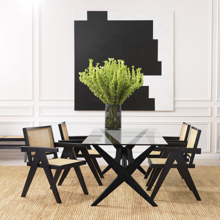 Chandigarh Inspired Classic Black Rattan Cane Arm Chair