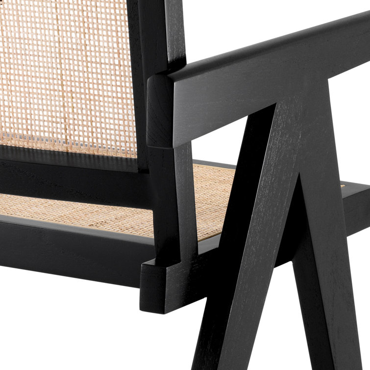 Chandigarh Inspired Classic Black Rattan Cane Arm Chair