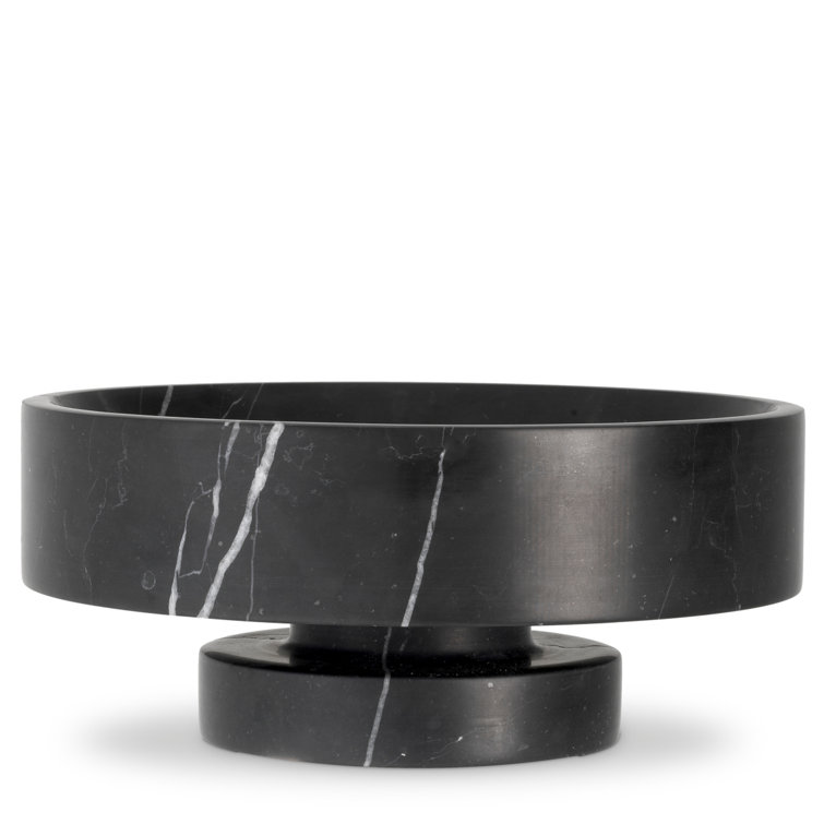 Santiago Honed Black Marble Decorative Bowl