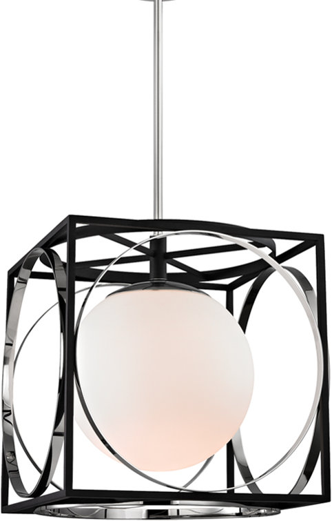Transitional Polished Nickel Globe Pendant Light 18.5" H