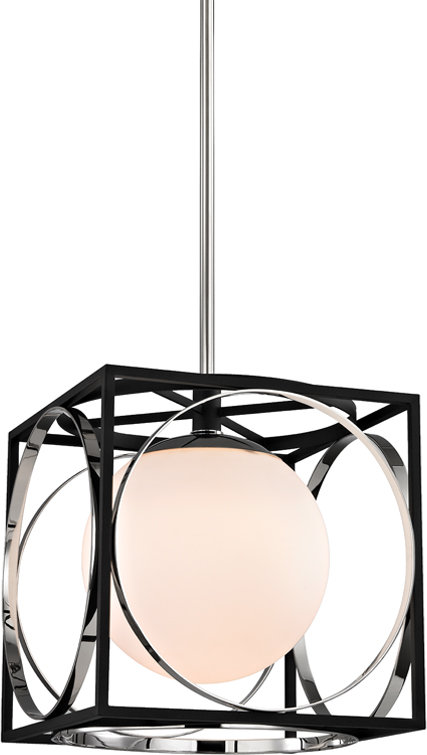Transitional Polished Nickel Globe Pendant Light 18.5" H