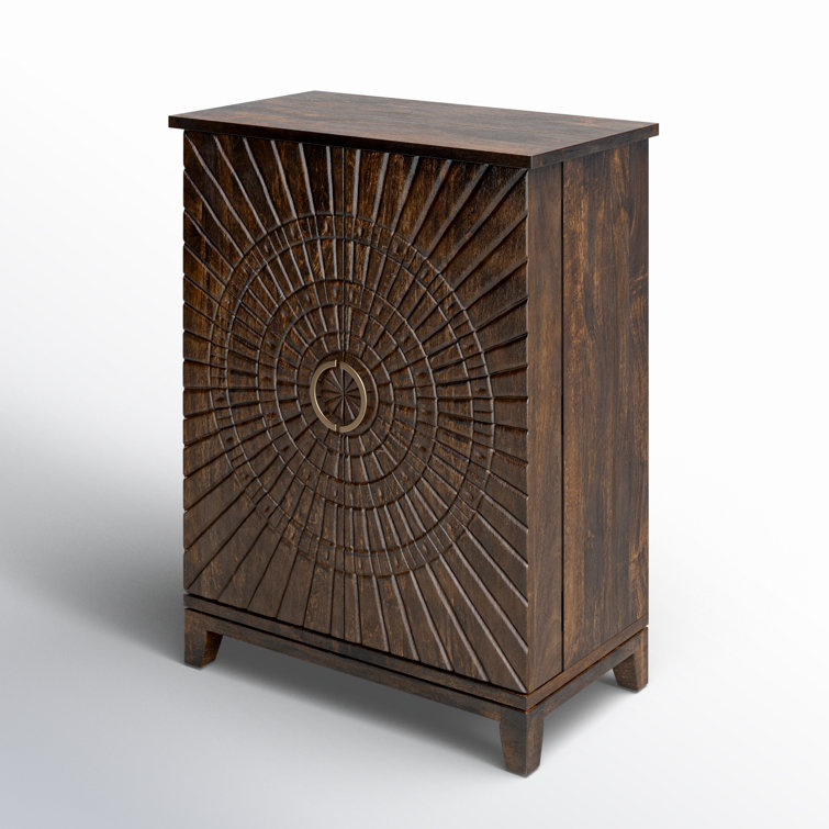 Vivienne Beige and Brown Mango Wood Bar Cabinet
