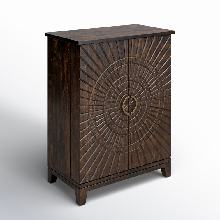 Vivienne Beige and Brown Mango Wood Bar Cabinet