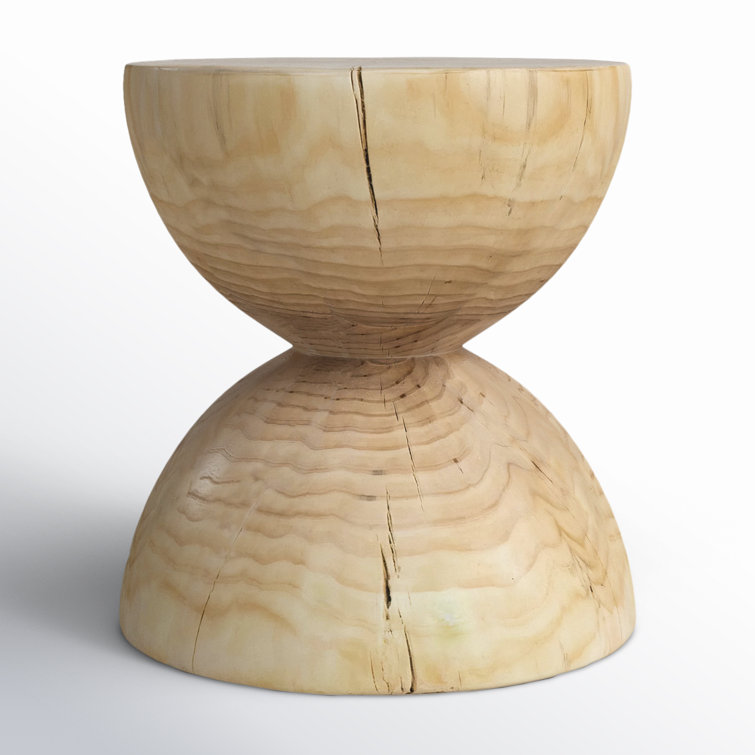 Contemporary Pine Wood Round Side Table, 15.5" Brown
