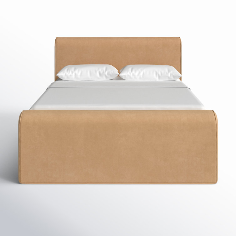 Surrey Camel Queen Linen Upholstered Bed with Metal Frame