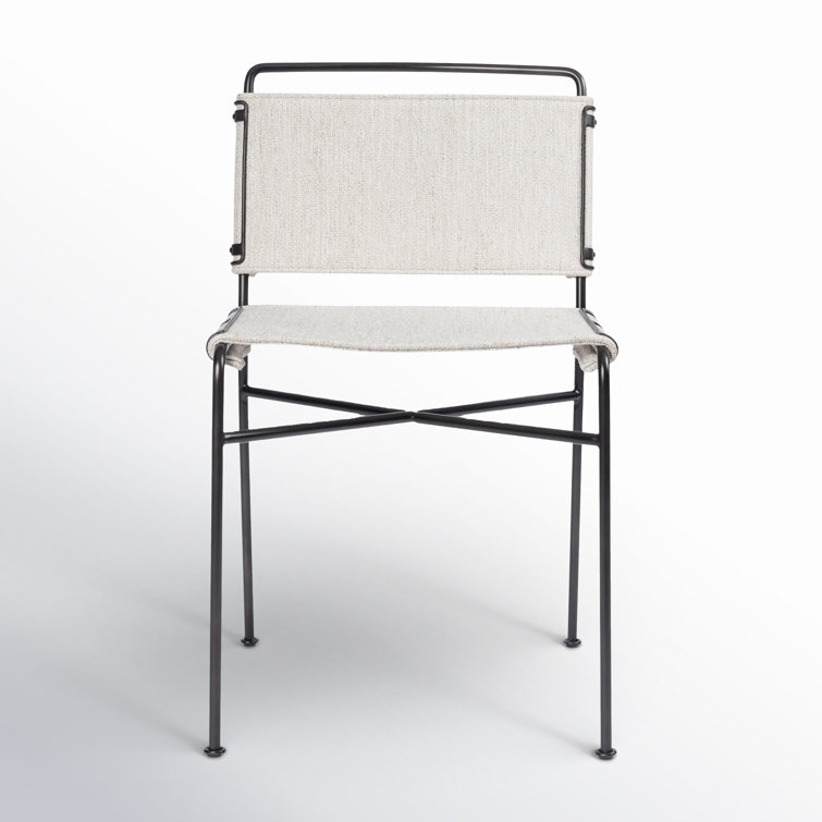 Avant Natural 20'' White Faux Leather and Metal Side Chair