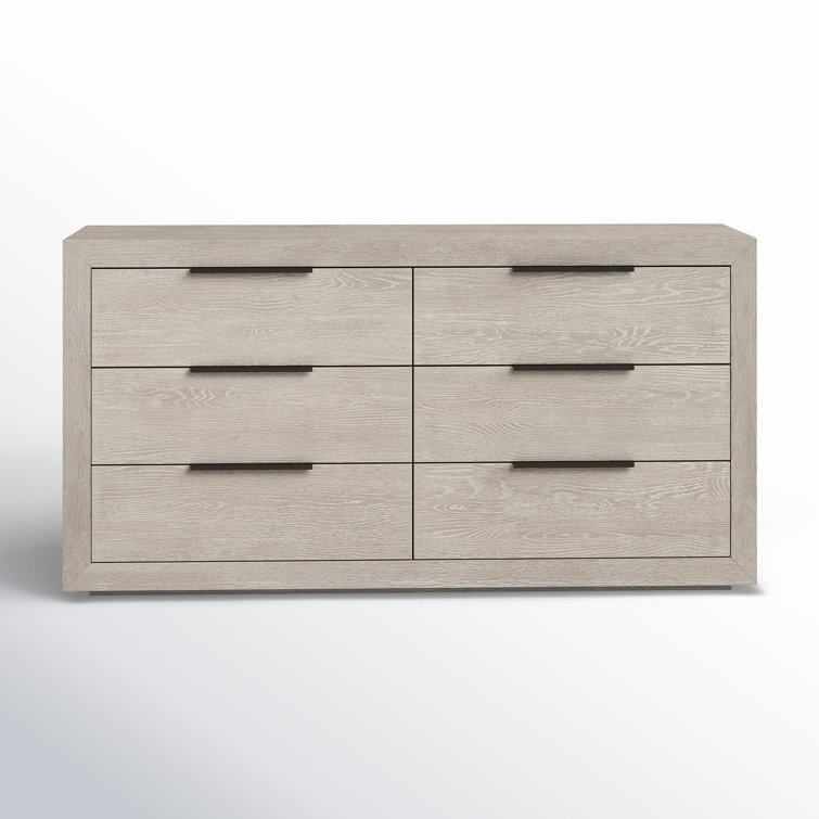 Quartz Gray 6-Drawer Hardwood Dresser with Ball Bearing Glides