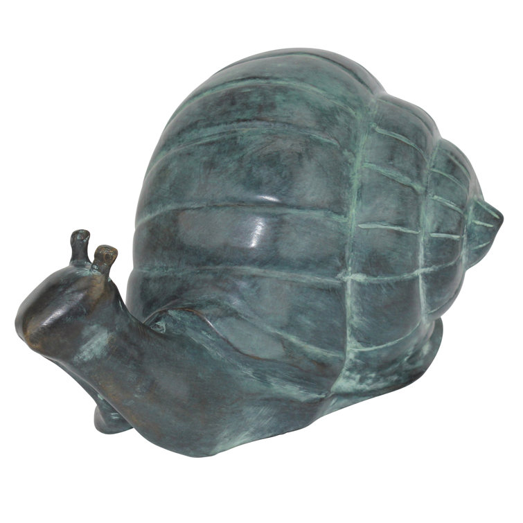 Large Bronze Snail Garden Statue with Emerald Patina