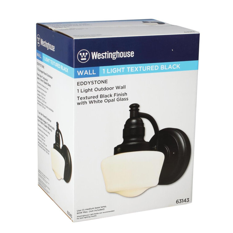 Eddystone Textured Black Outdoor Wall Sconce with White Opal Glass