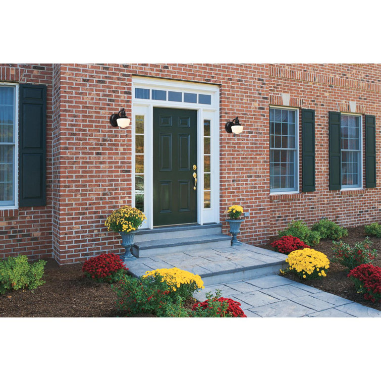 Eddystone Textured Black Outdoor Wall Sconce with White Opal Glass