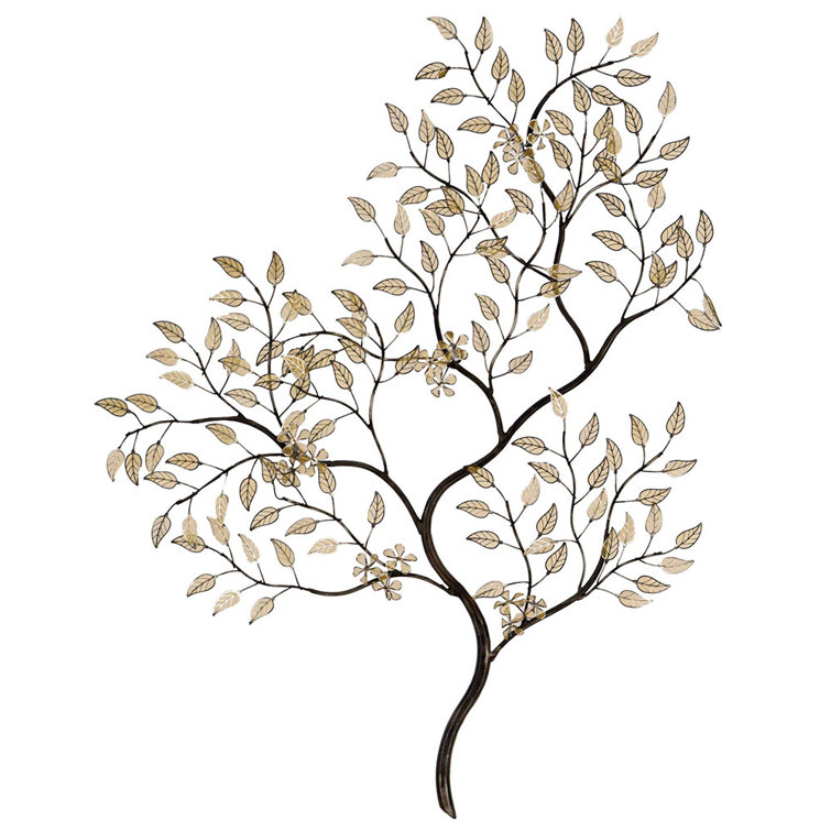 Golden Filigree Metal Wall Art with Branch Design