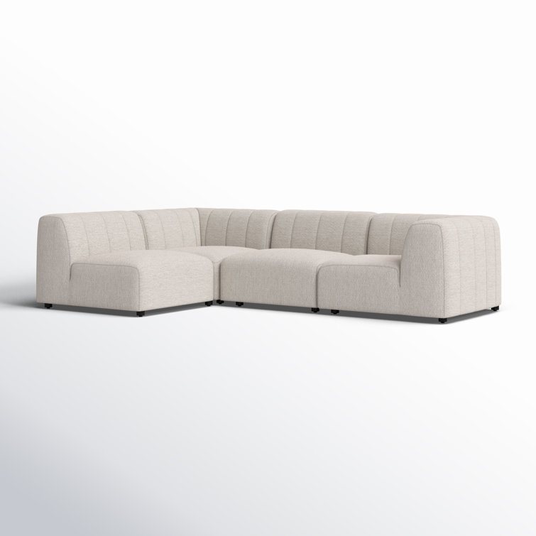 Gwen Gray Wood Frame Outdoor Sectional with Cushions