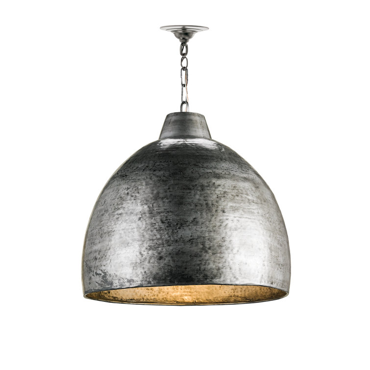 Blackened Steel Industrial Bowl Pendant Light