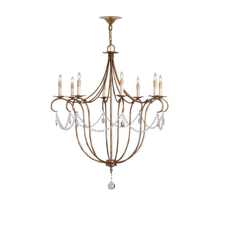 Rhine Gold Crystal 8-Light Wrought Iron Chandelier