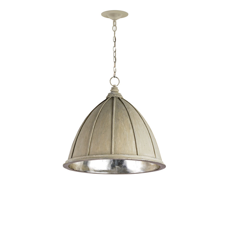 Fenchurch Oyster Cream and Silver Leaf 1-Light Bowl Pendant