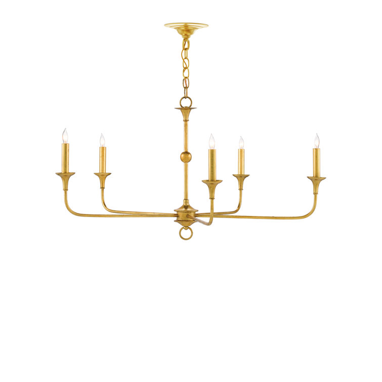 Gold Leaf 5-Light Wrought Iron Chandelier