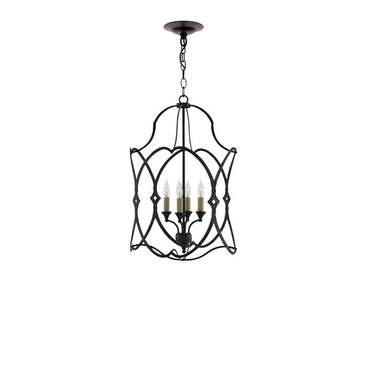 Charisma French Black 4-Light Cage Pendant with Dimmable Feature