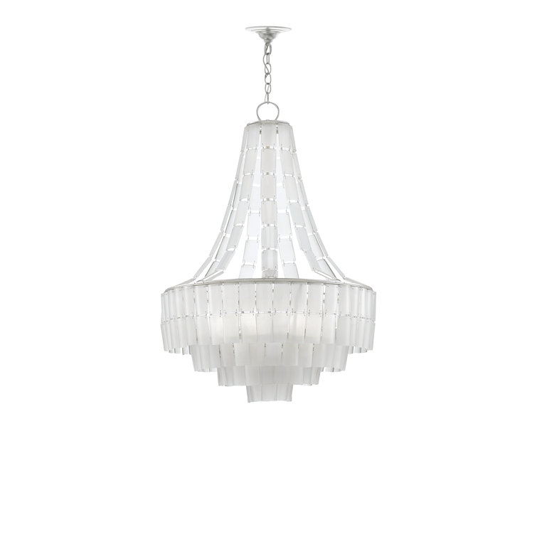 Vintner Blanc 7-Light Chandelier in Contemporary Silver Leaf & Opaque White