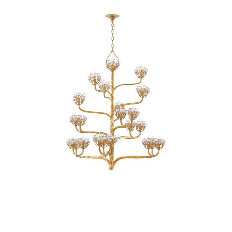 Agave Americana Dark Gold Leaf 22-Light Crystal Chandelier