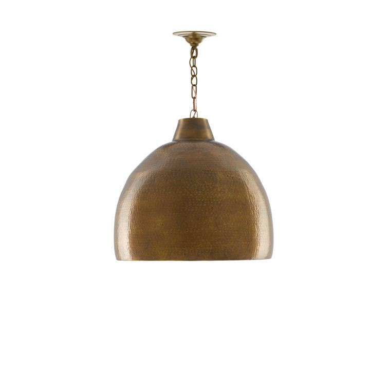 Vintage Brass Bowl Pendant Light with Gold Cord