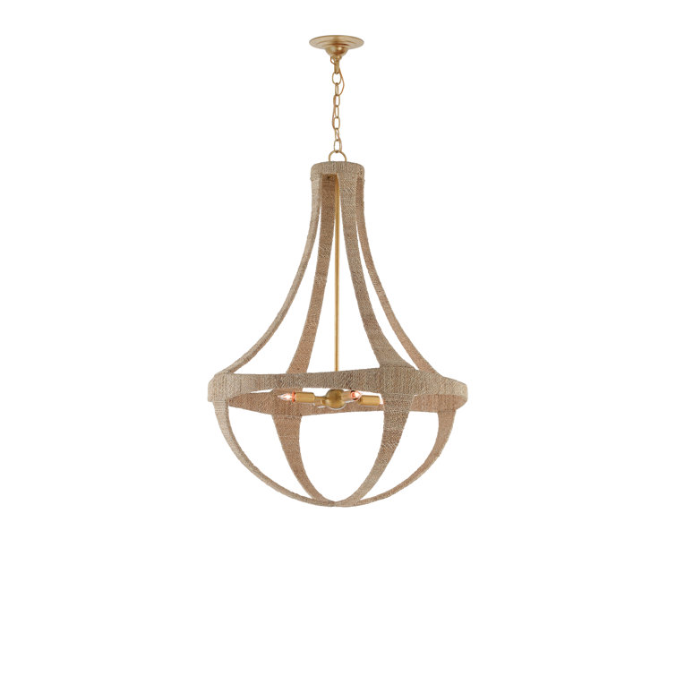 Natural and Gold Leaf Rope 4-Light Chandelier