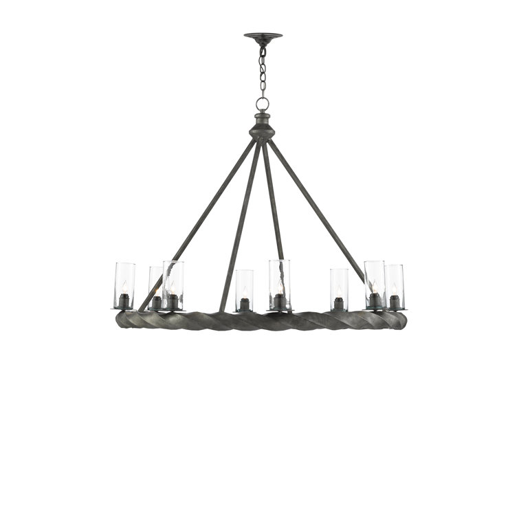 Orson Adjustable 8-Light Chandelier in Light Mole with Clear Glass