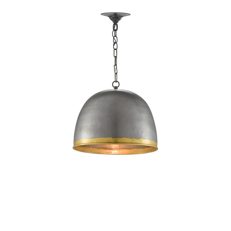 Matute Pewter and Brass Adjustable Dome Pendant Light