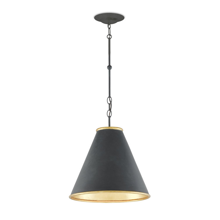 Adjustable Black and Gold Brass Cone Pendant Light