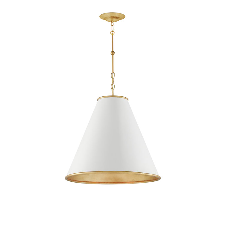 Elegant 22" Gold and White Adjustable Pendant Light