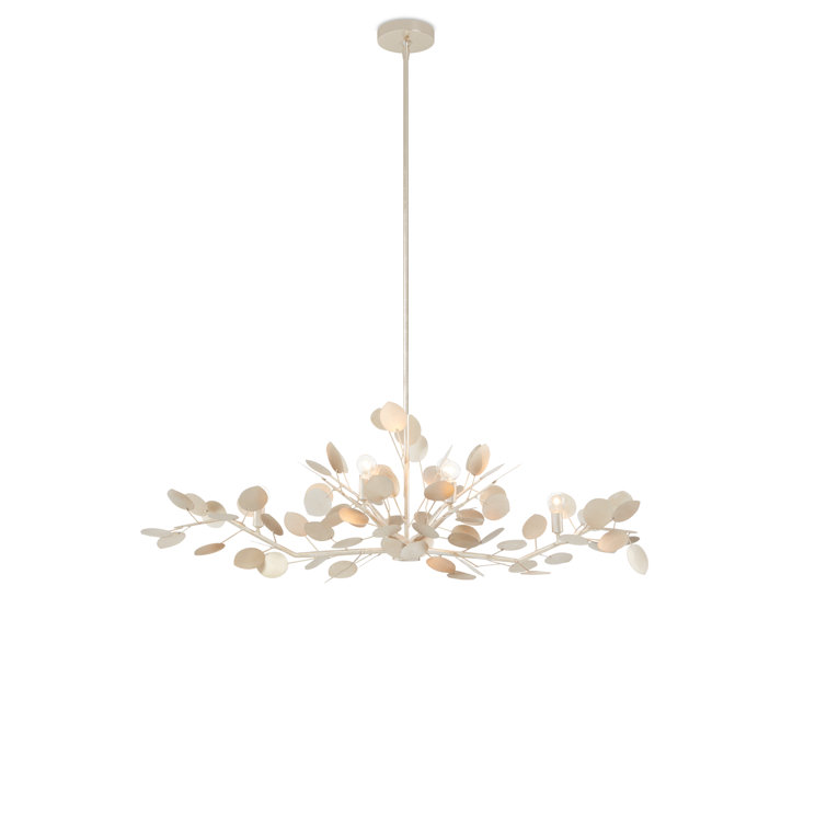 Lunaria Silver Leaf Oval Wrought Iron Chandelier